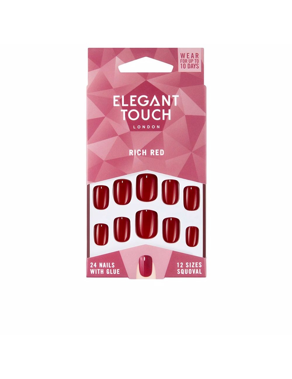 POLISHED COLOUR 24 nails with glue squoval rich red