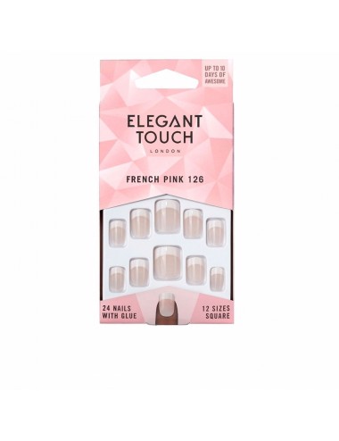 FRENCH pink 24 nails with glue square 126-S