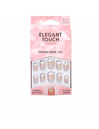 FRENCH bare 24 nails with glue square 124-S