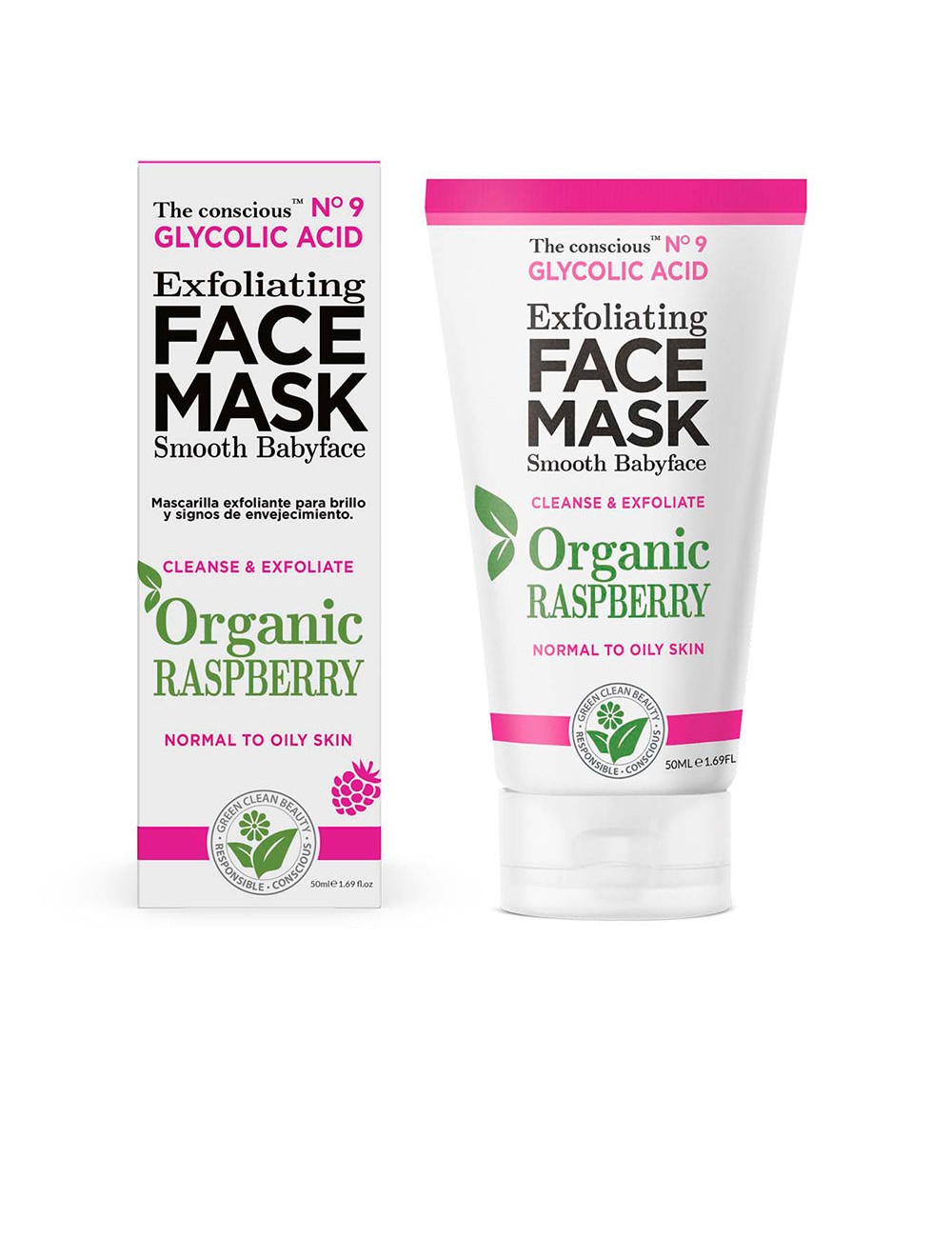 GLYCOLIC ACID exfoliating face mask organic raspberry 50 ml